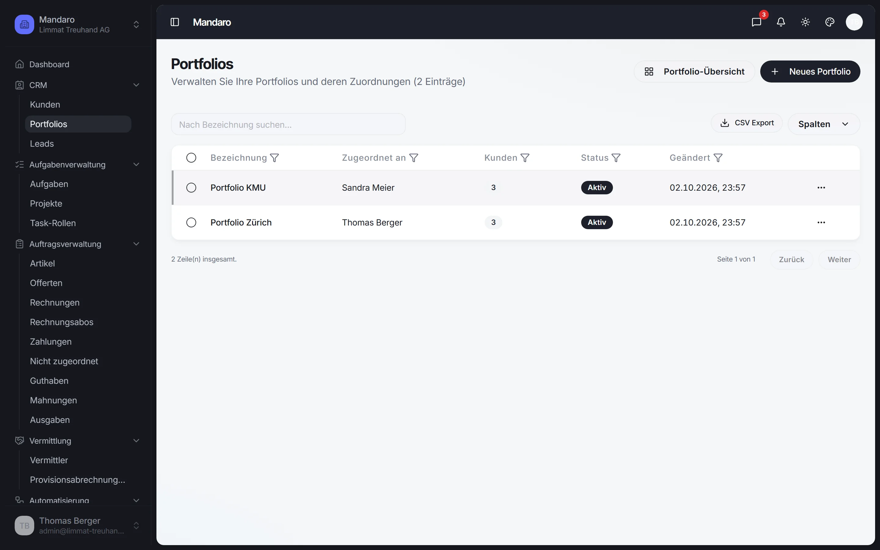 Portfolios in Mandaro