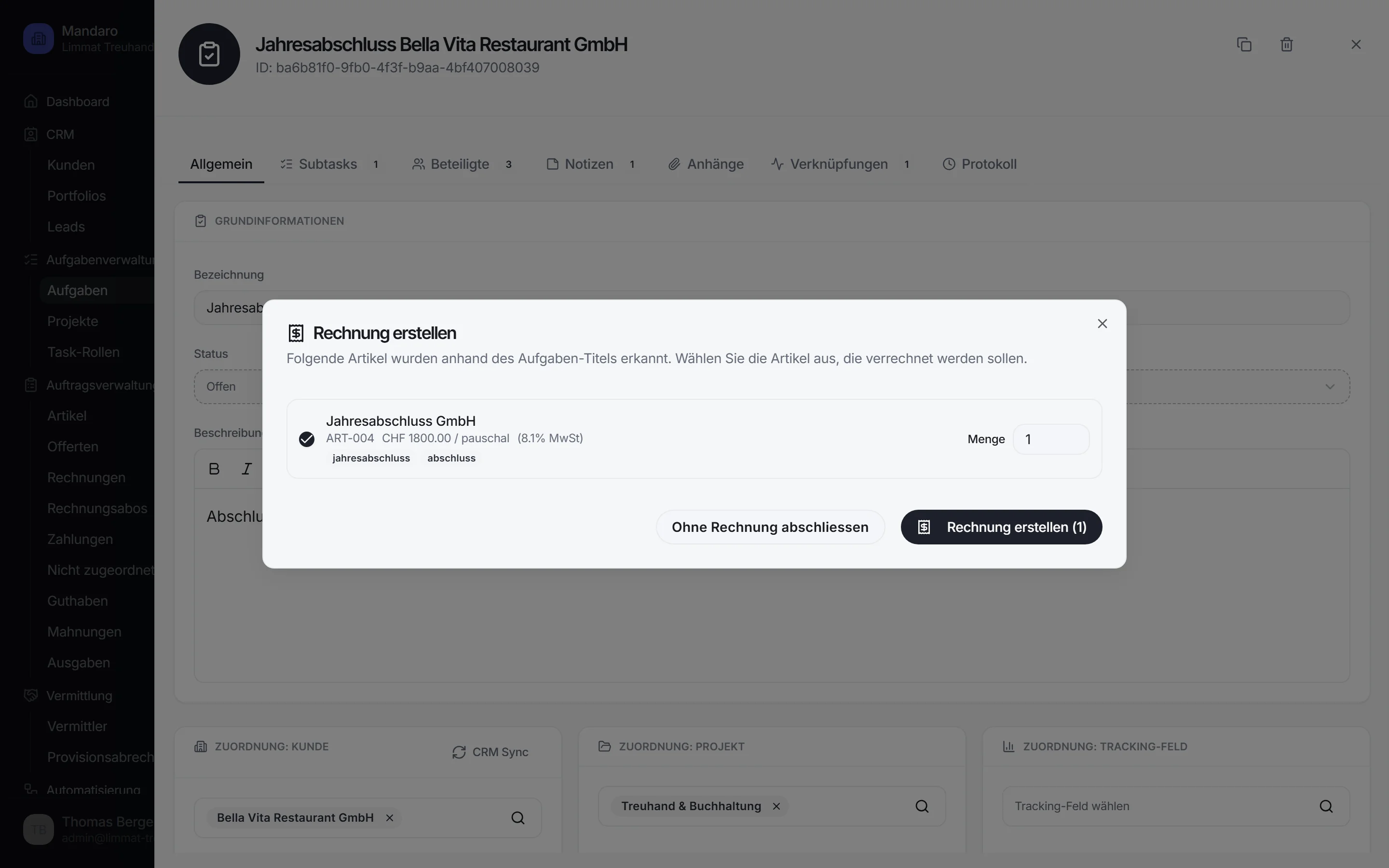 Mandaro erkennt passende Artikel zur Aufgabe